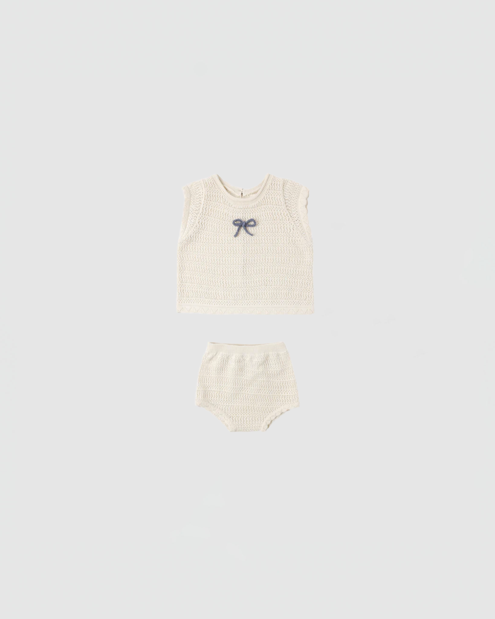 Rylee + Cru Scallop Knit Baby Set in Natural