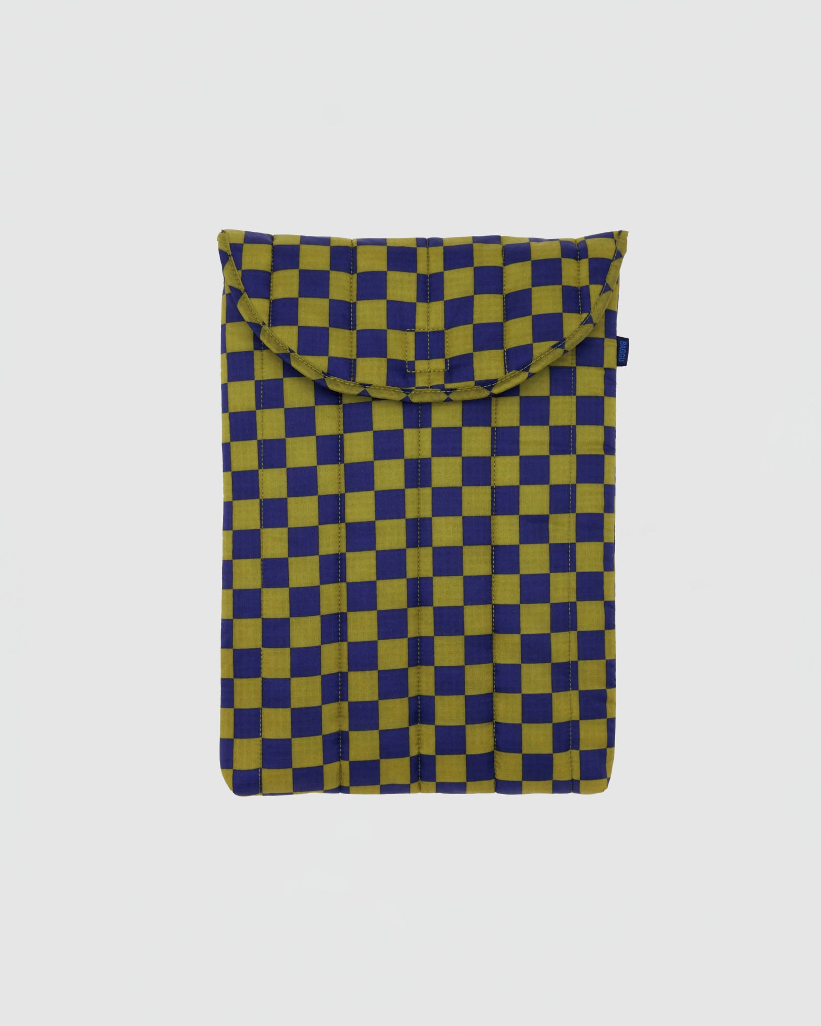 Baggu Puffy Laptop Sleeve 16" in Pear Navy Check