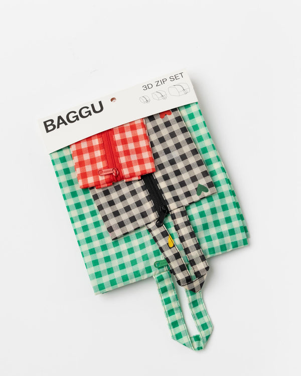 Baggu 3D Zip Set in Gingham