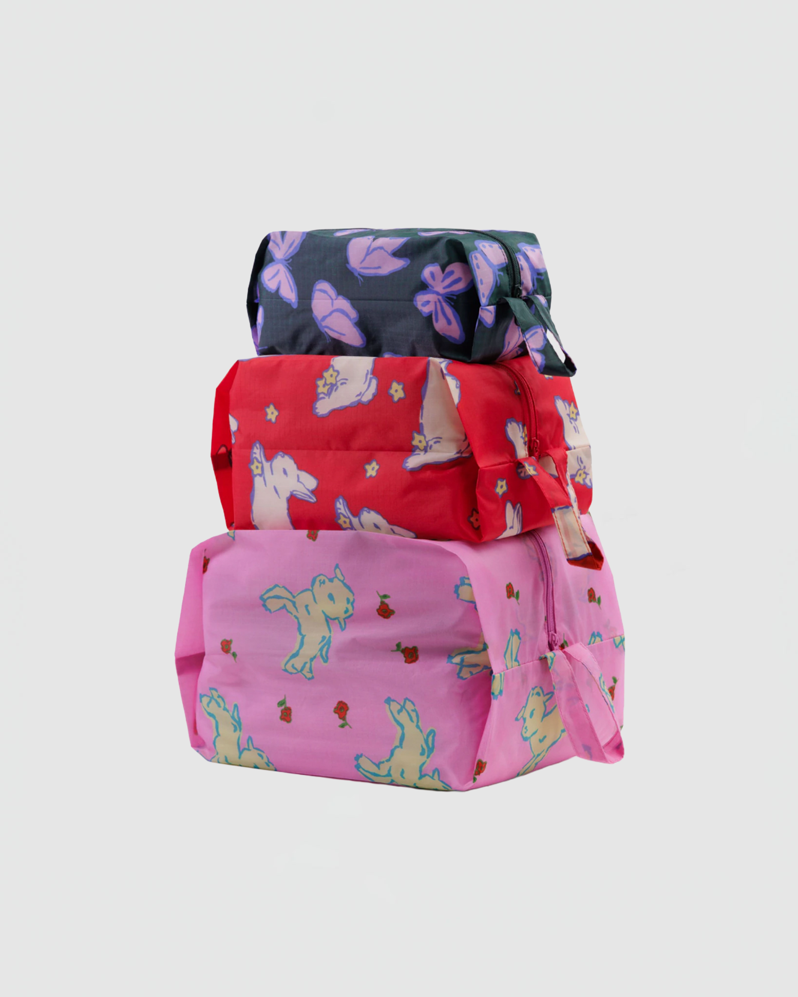 Baggu 3D Zip Set in Spring Animals