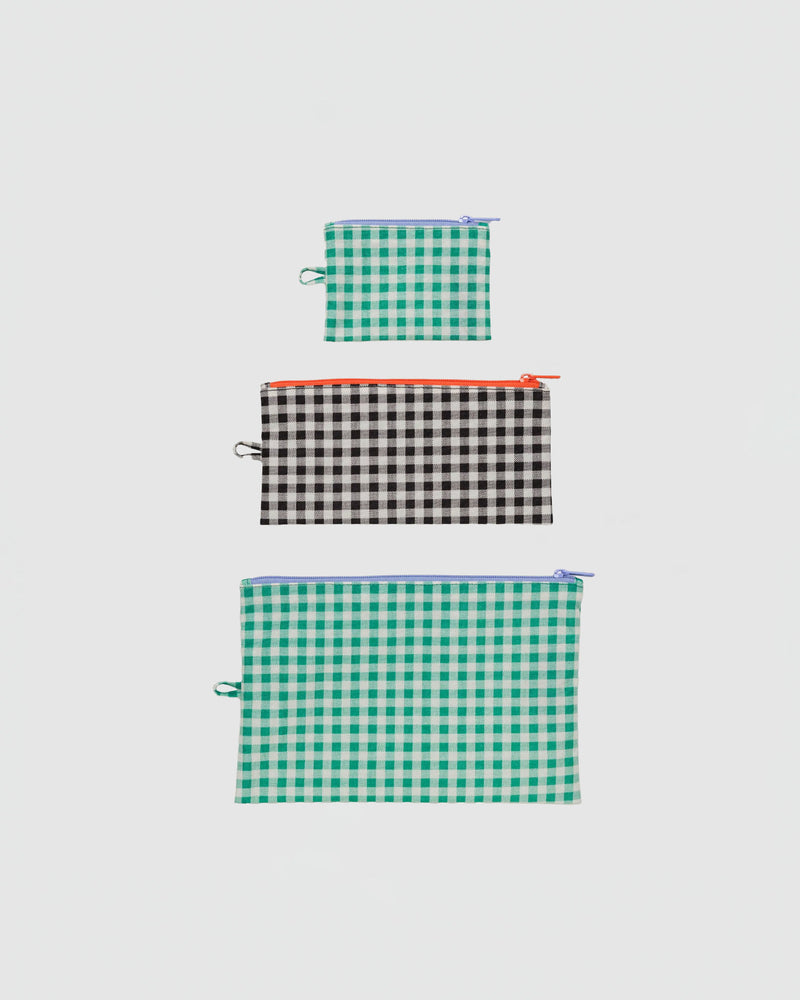 Baggu Flat Pouch Set in Gingham