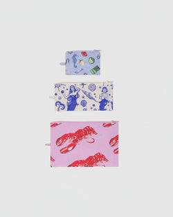 Baggu Flat Pouch in Sea Creatures