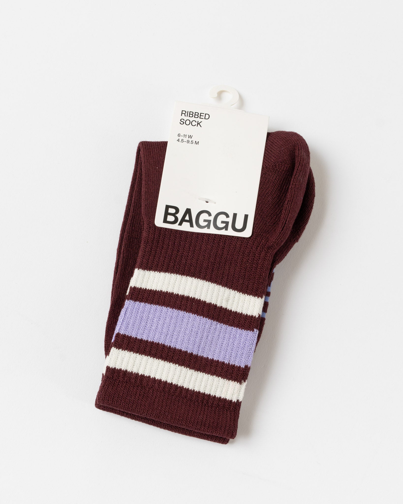 Baggu Ribbed Sock in Mahogany Stripe