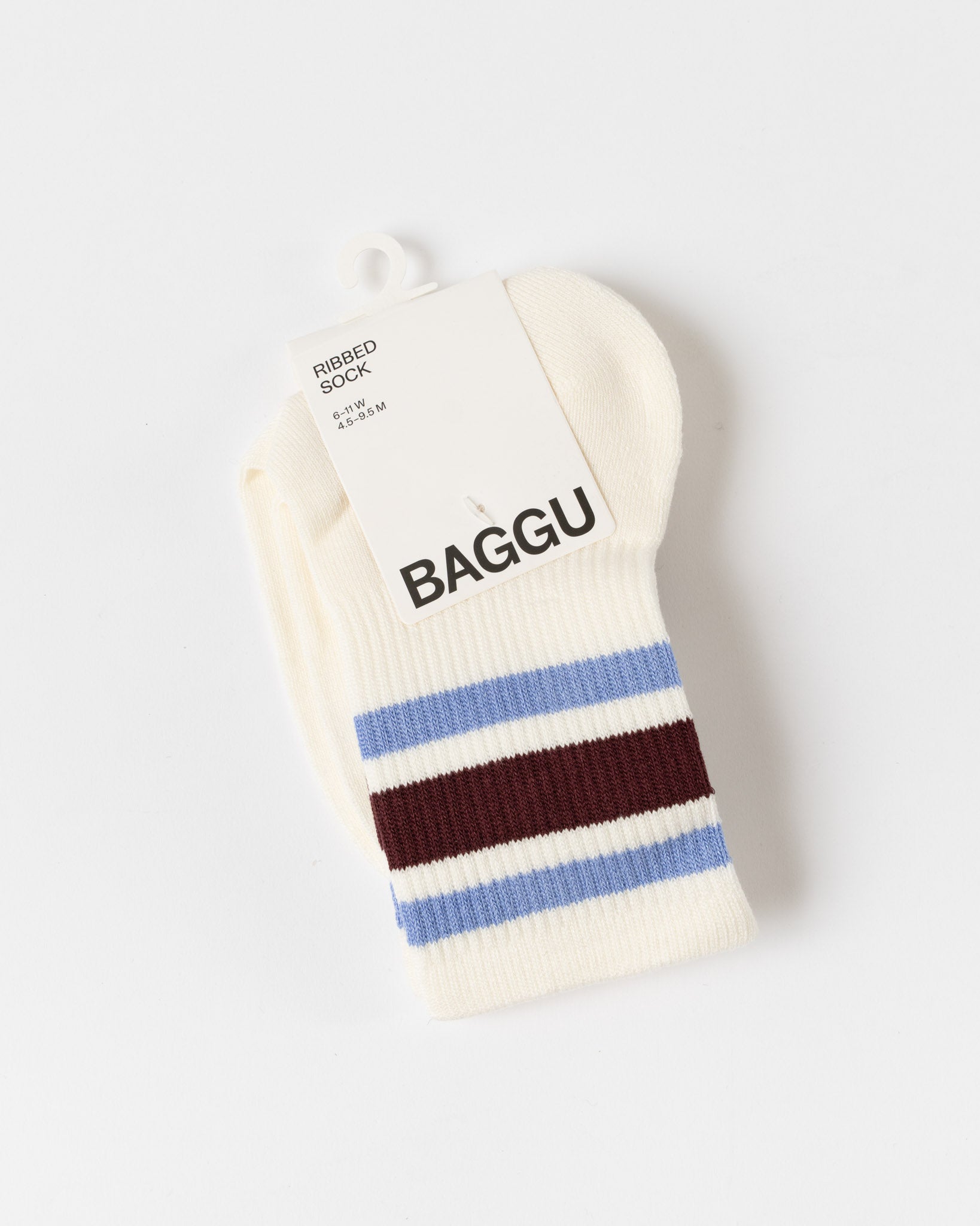 Baggu Ribbed Sock in Ivory Stripe