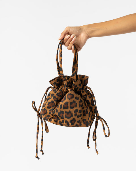 Baggu Nylon Drawstring Bag in Leopard Curated at Jake and Jones