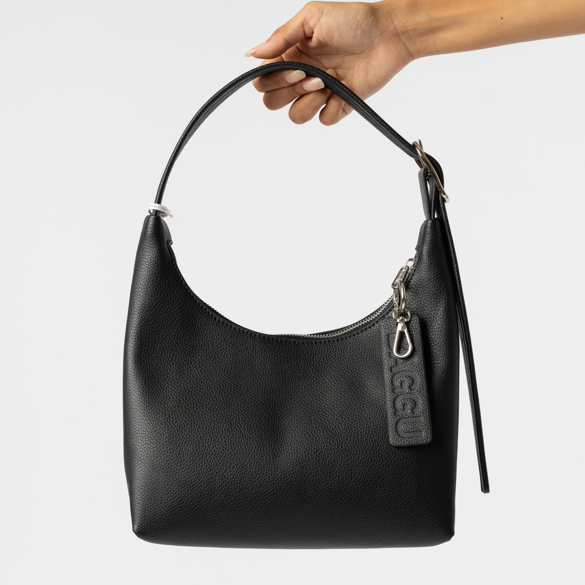 Baggu Mini Recycled Leather Shoulder Bag in Black Curated at Jake and Jones