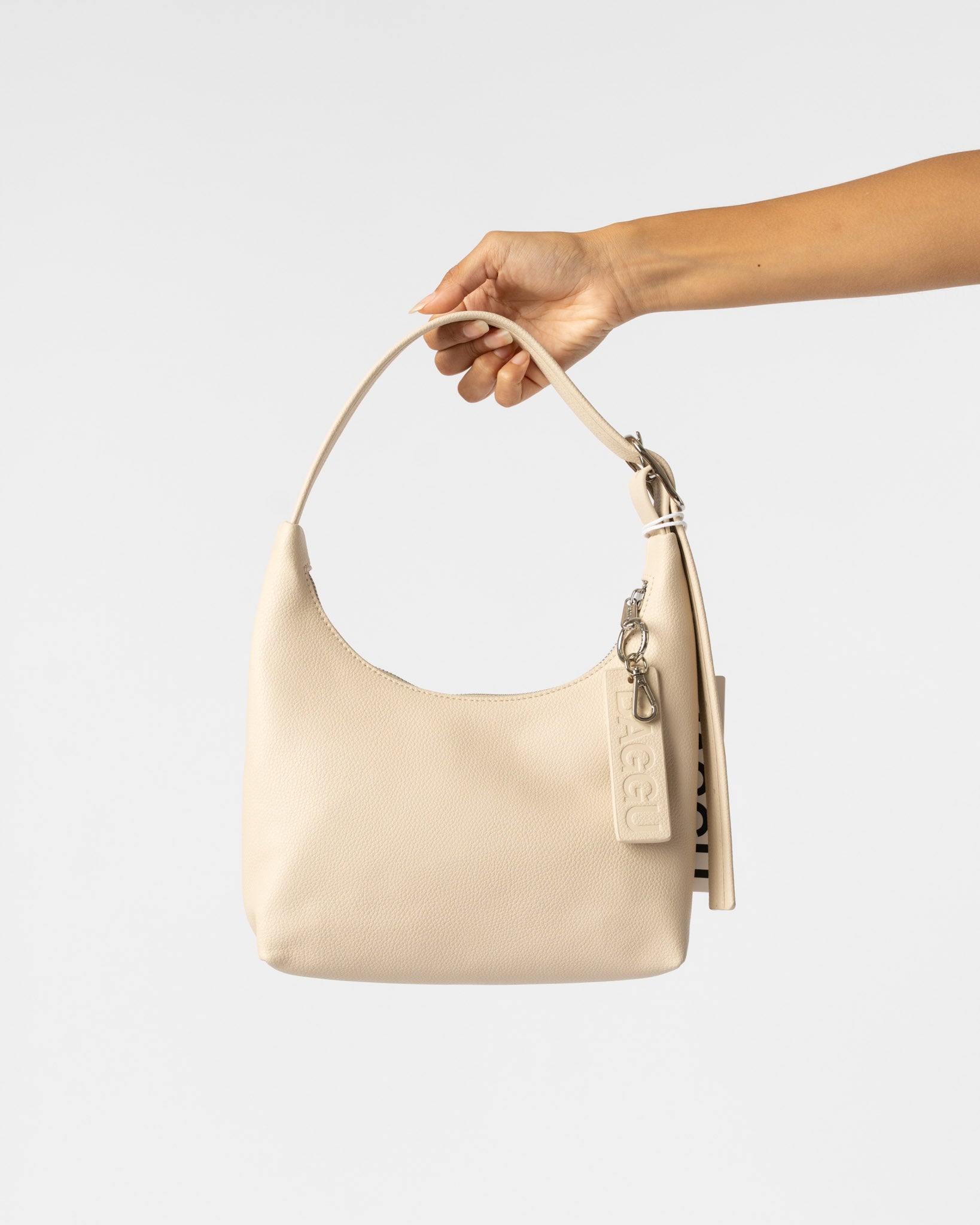Baggu Mini Recycled Leather Shoulder Bag in Stone