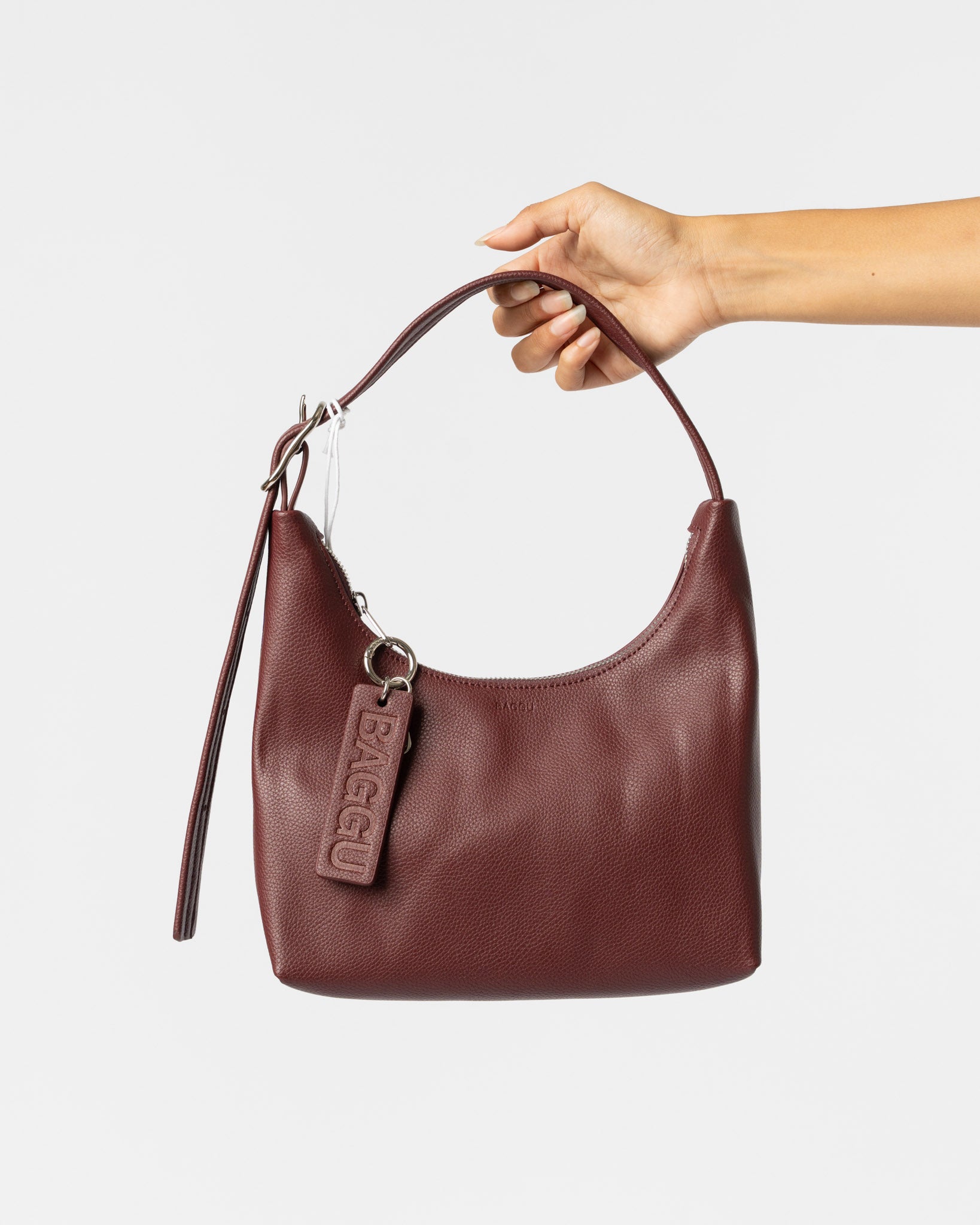Baggu Mini Recycled Leather Shoulder Bag in Mahogany