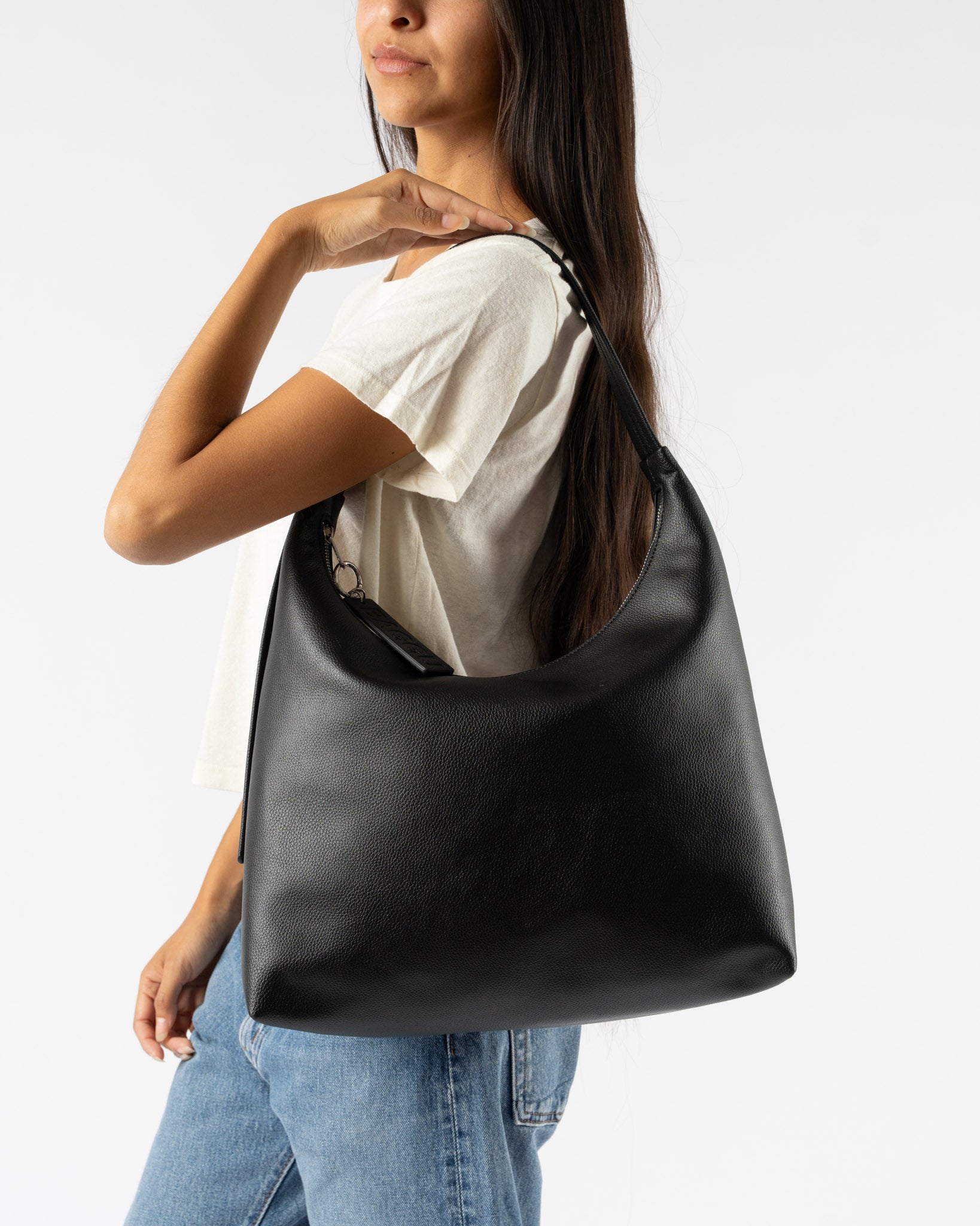 Baggu Recycled Leather Shoulder Bag in Black