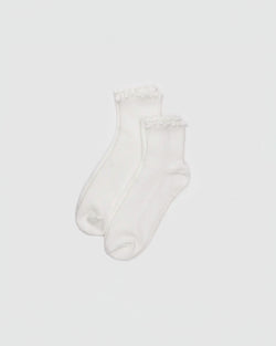 Baggu Lettuce Edge Sock Set of 2 in White