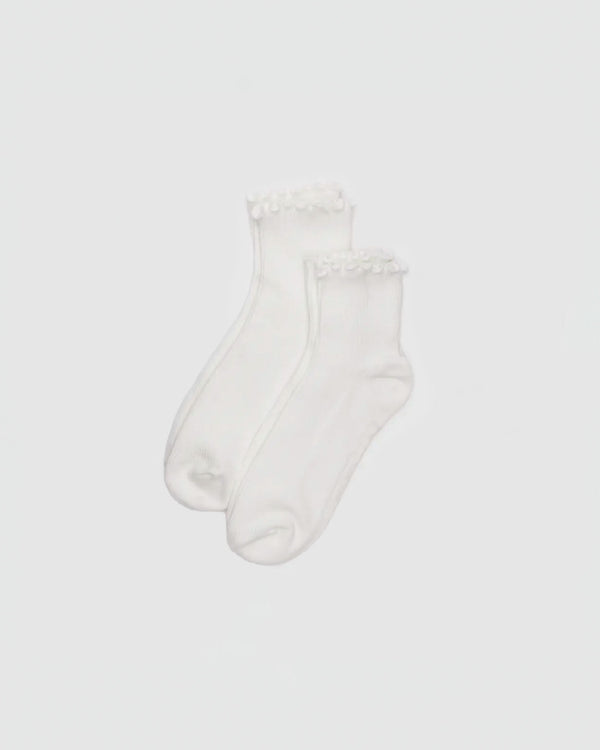 Baggu Lettuce Edge Sock Set of 2 in White