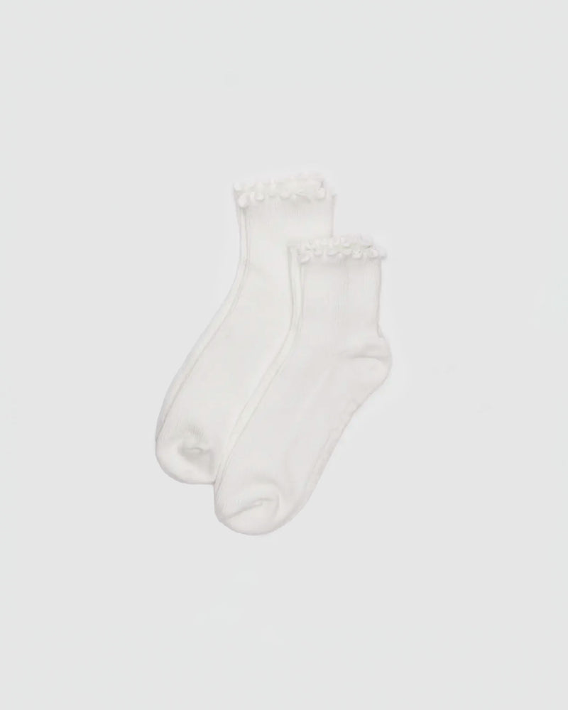 Baggu Lettuce Edge Sock Set of 2 in White