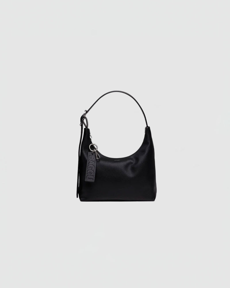 Baggu Mini Recycled Leather Shoulder Bag in Black