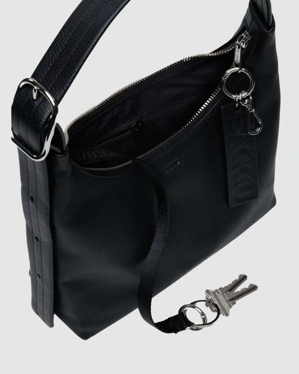 Baggu Mini Recycled Leather Shoulder Bag in Black