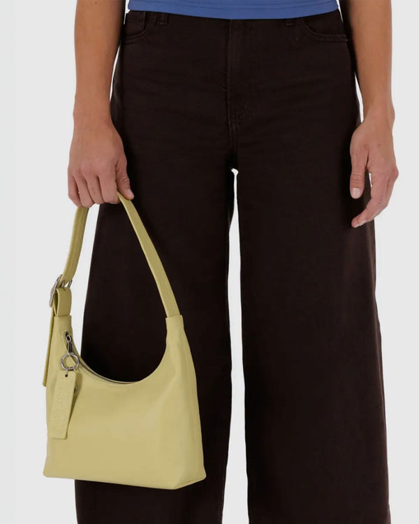 Baggu Mini Recycled Leather Shoulder Bag in Straw