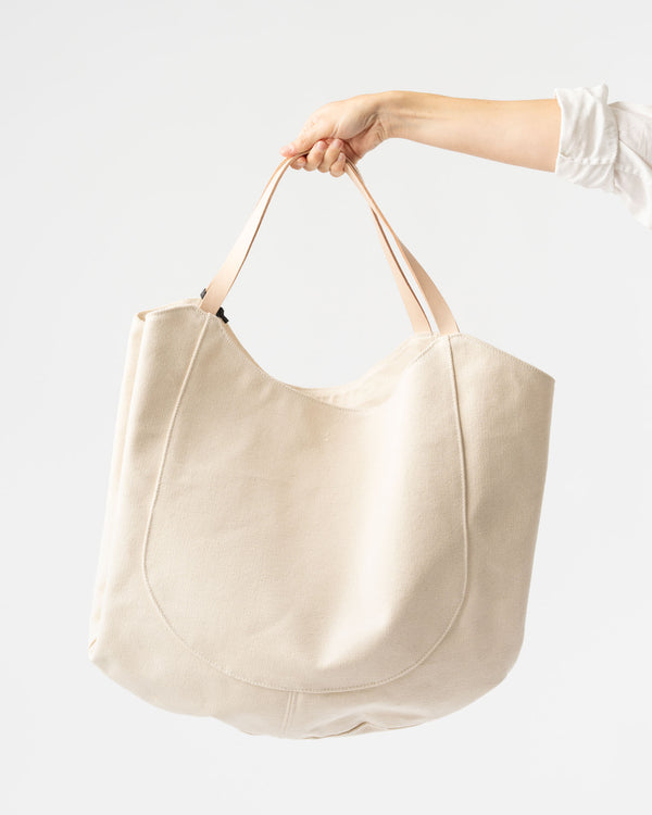 Modern Weaving Canvas Oversize Tote in Natural Veggie Leather
