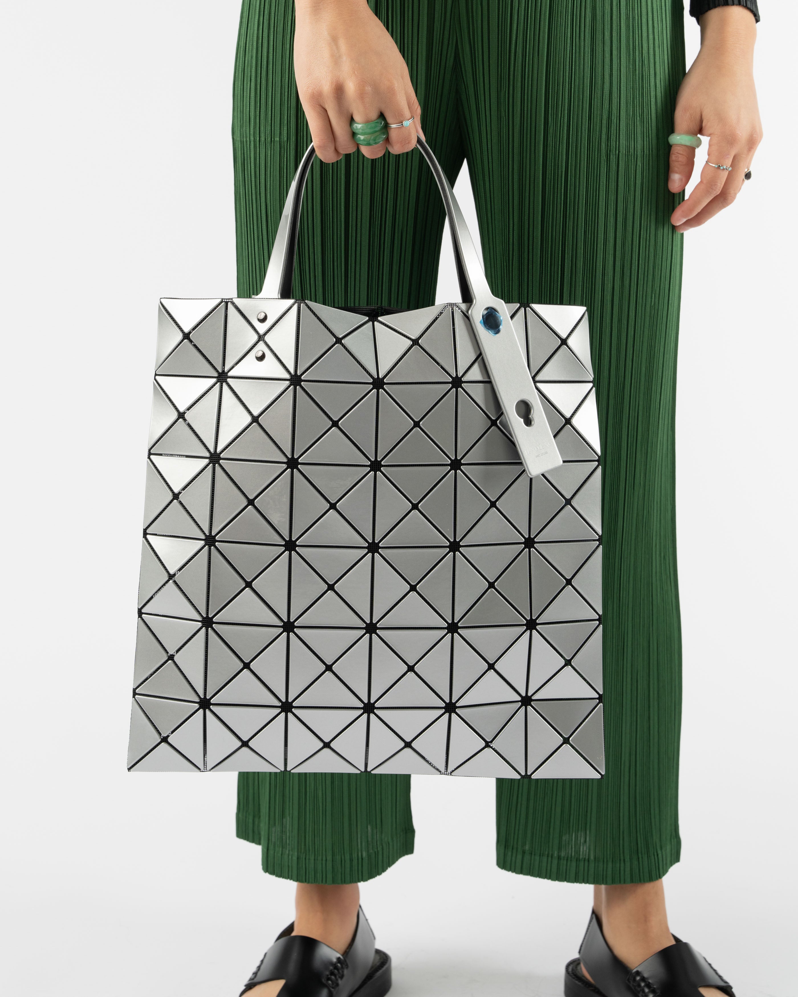 Bao Bao Lucent Geometric Tote Bag in Silver Curated at Jake