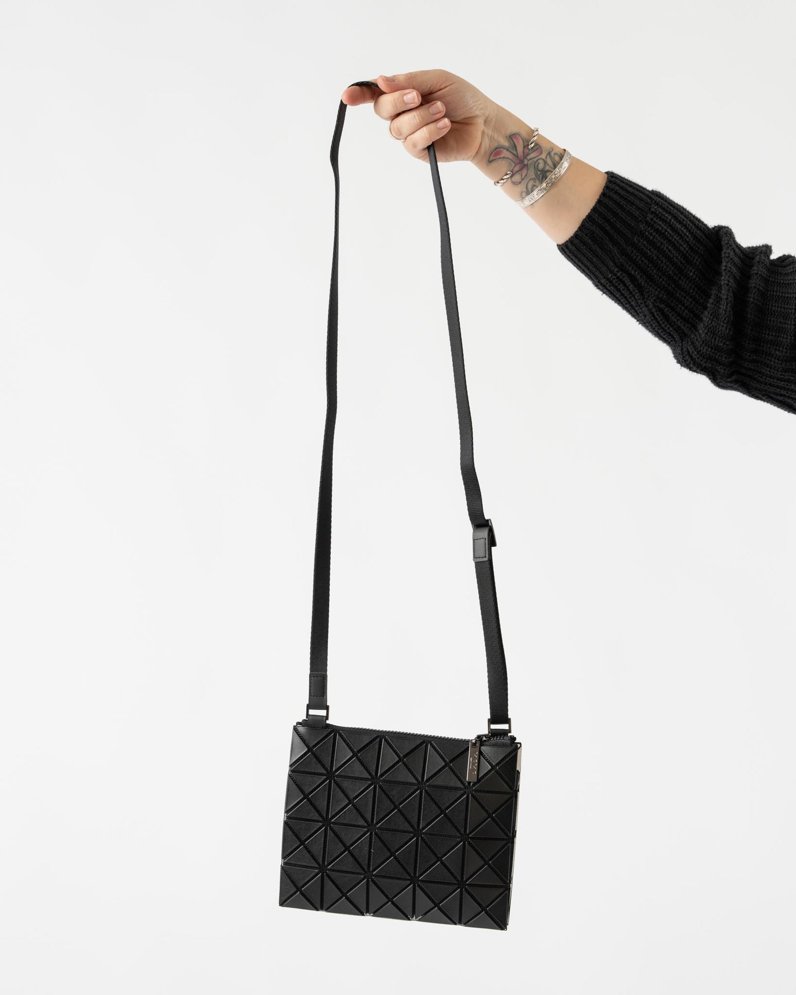 Bao Bao Duo Geometric Crossbody Bag in White x Black Curated at Jake and Jones