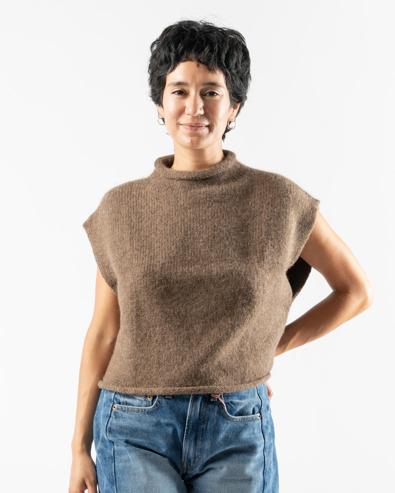 Bare Knitwear Iris Vest in Saddle