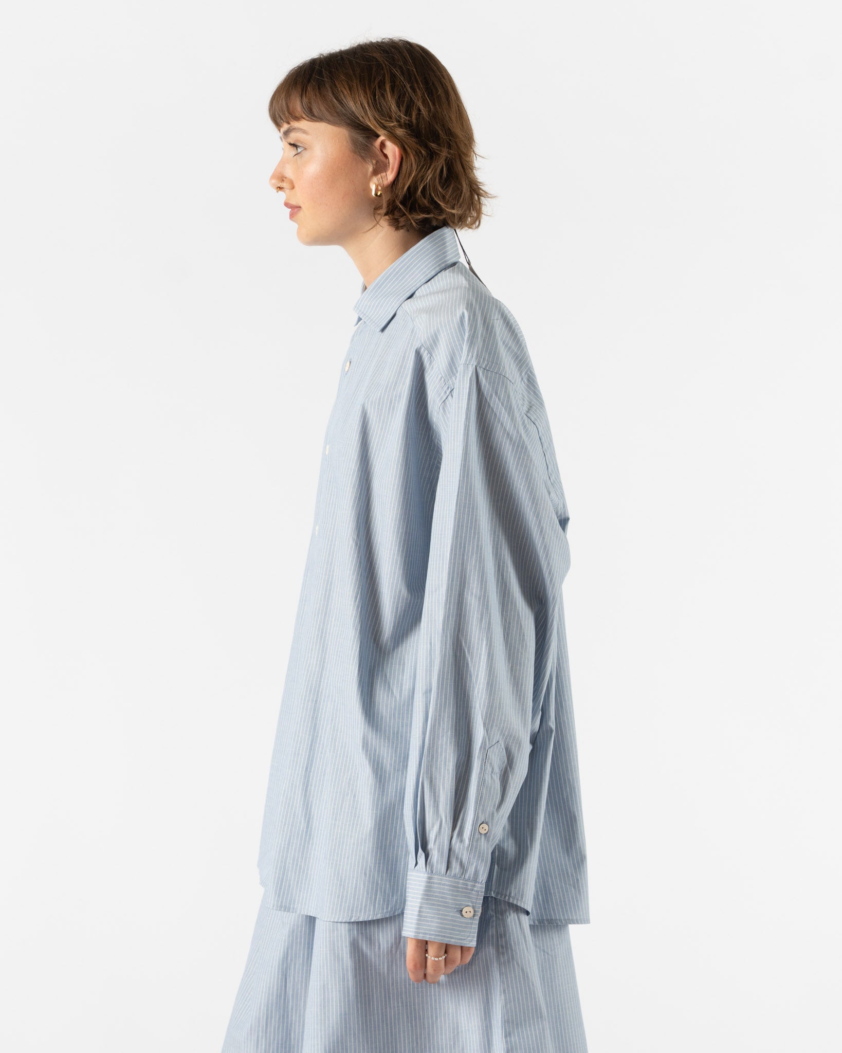 Baserange Claude Shirt in Blue Stripe Curated at Jake and Jones