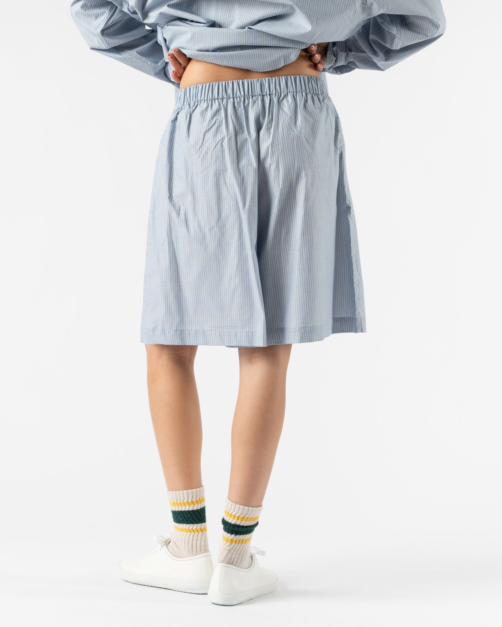 Baserange Claude Shorts in Blue Stripe Curated at Jake and Jones