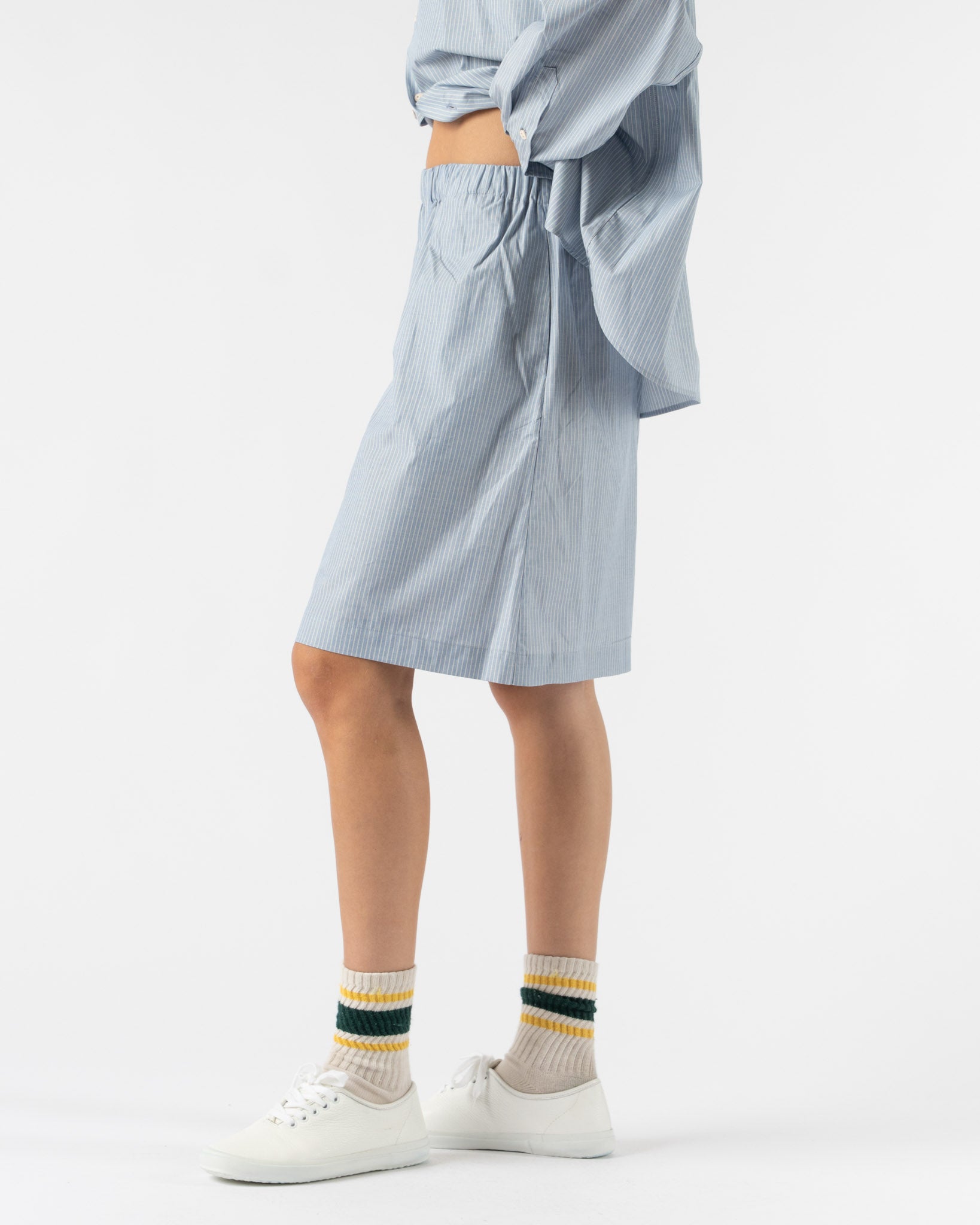 Baserange Claude Shorts in Blue Stripe Curated at Jake and Jones