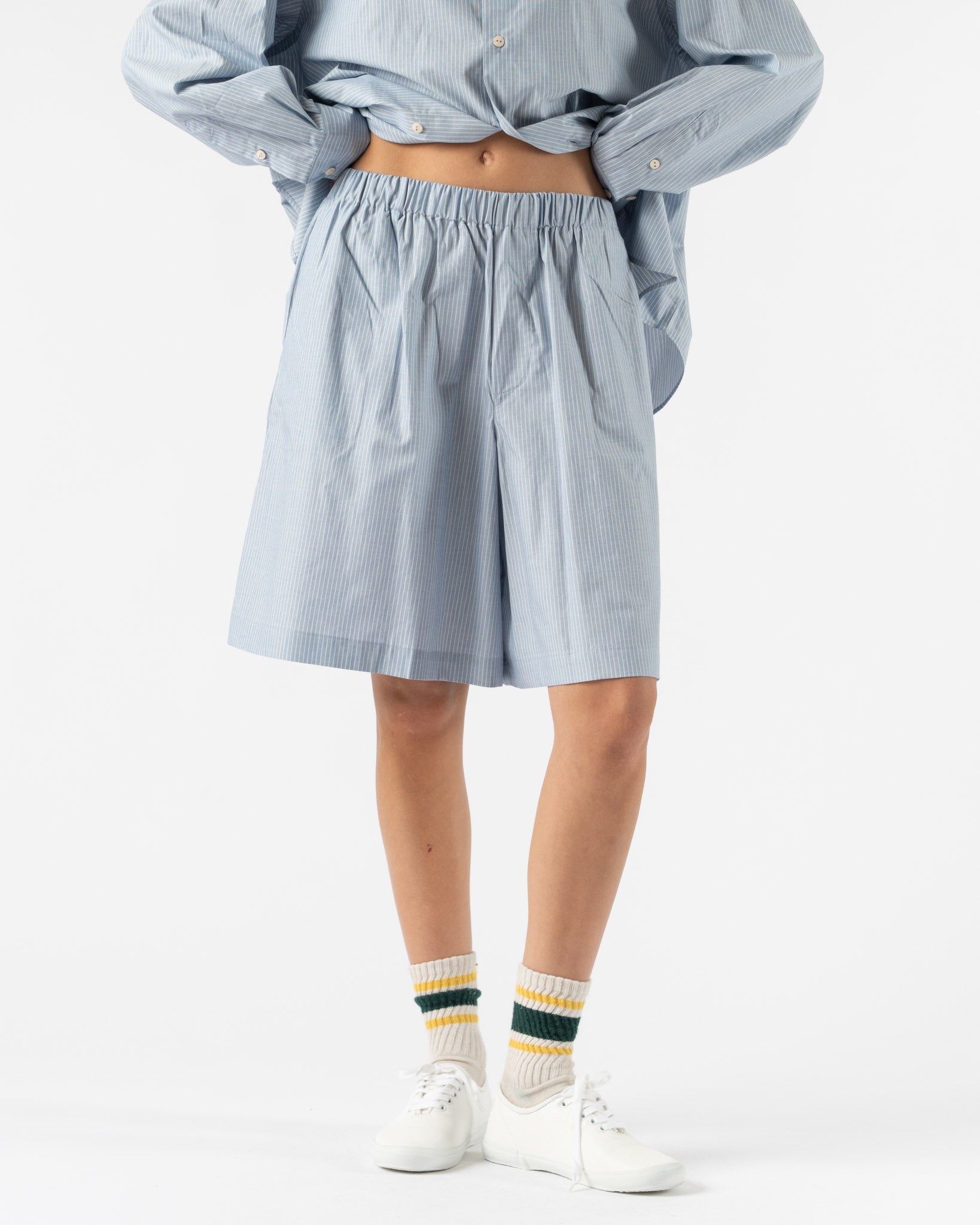 Baserange Claude Shorts in Blue Stripe