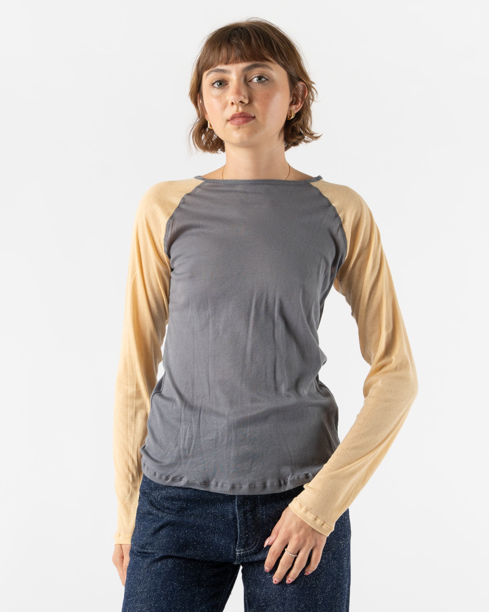 Baserange Gene Long Sleeve Tee in Amber Blue-Beige