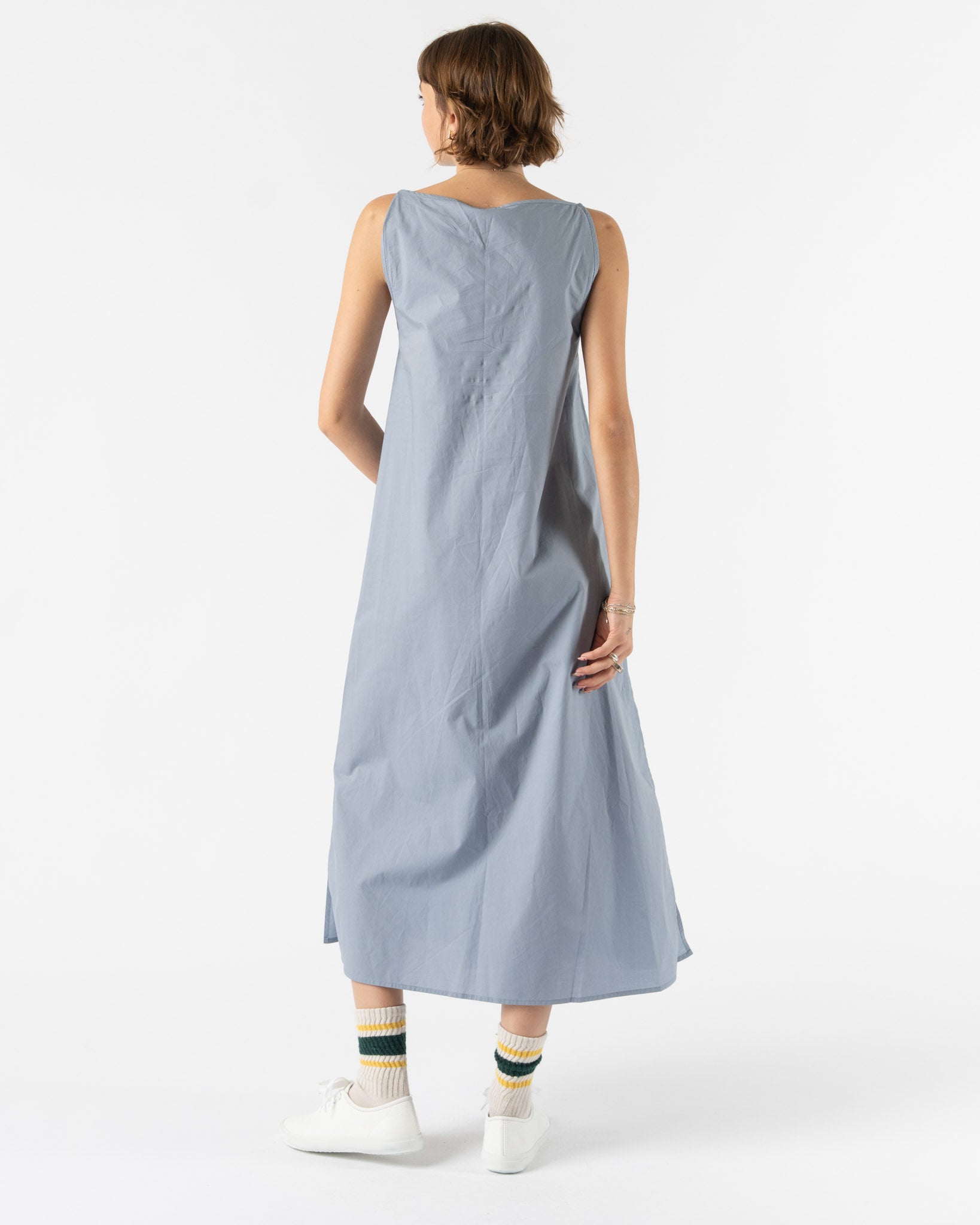 Baserange Larva Dress in Blue Check Curated at Jake and Jones
