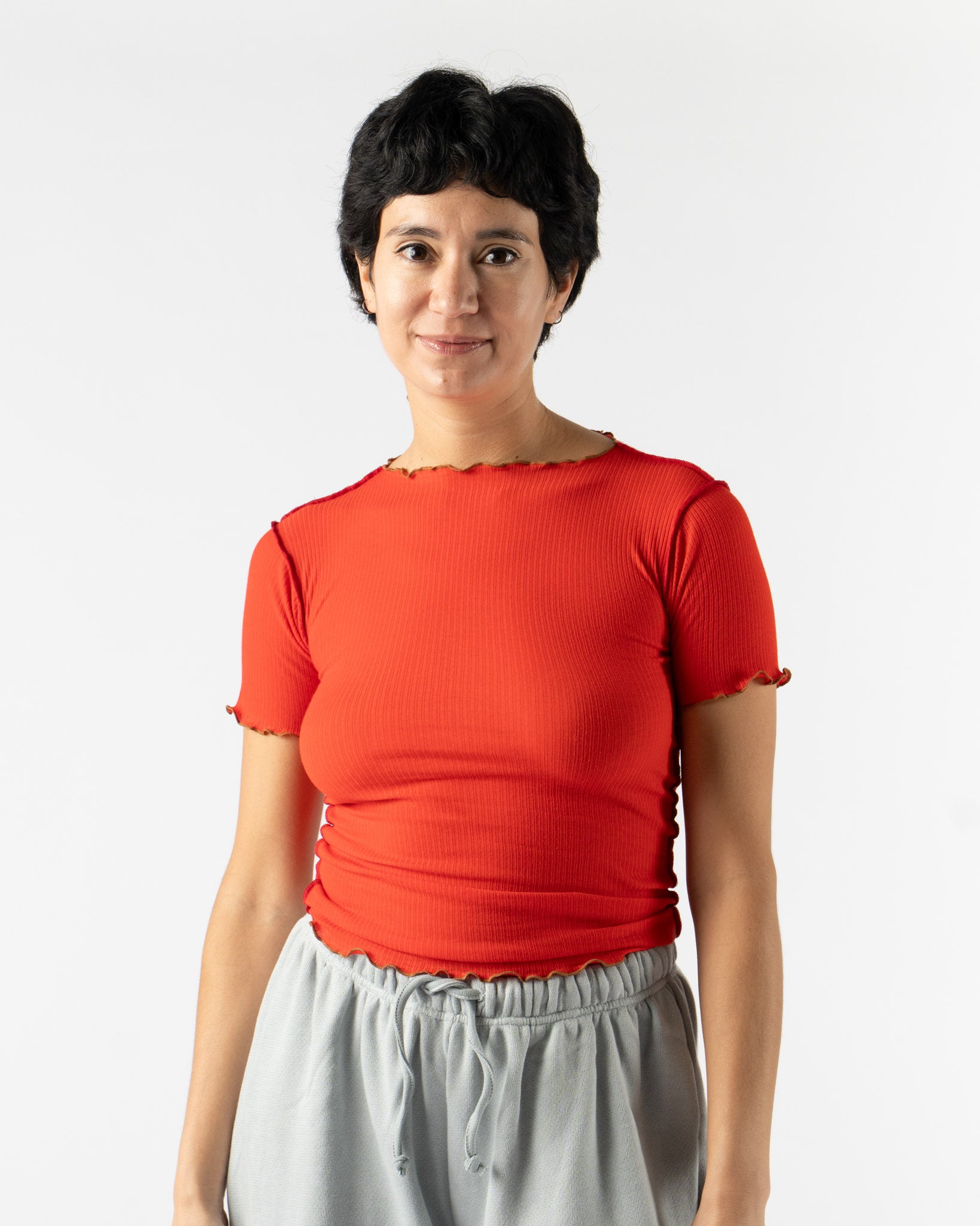 Baserange Vein Tee Shirt in My Red Curated at Jake and Jones