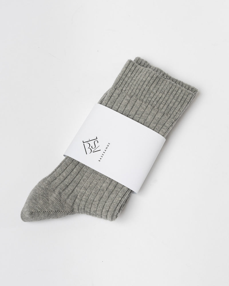 Baserange Rib Overankle Socks in Grey Melange