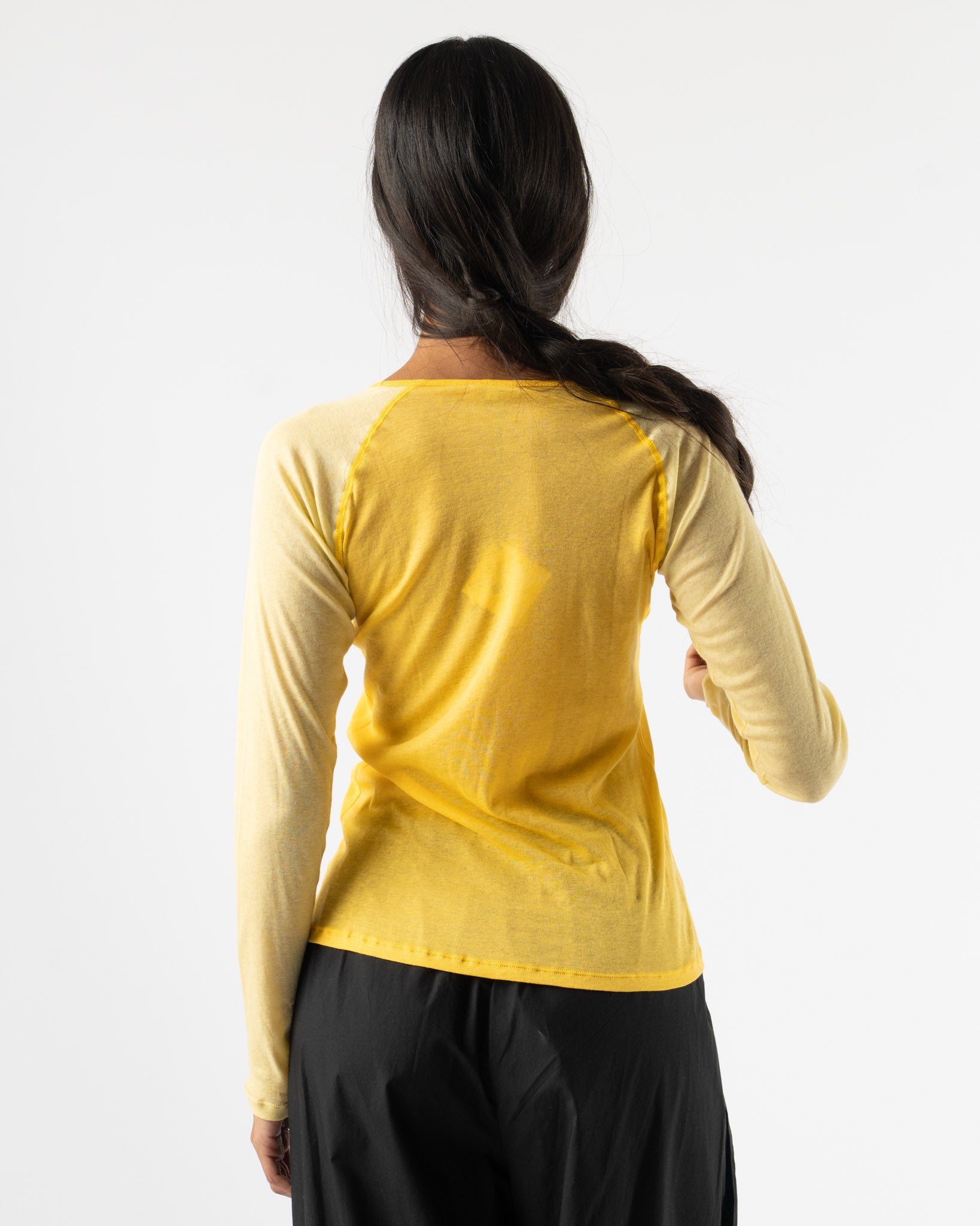 Baserange Gene Long Sleeve Tee in Yellow Curated at Jake and Jones