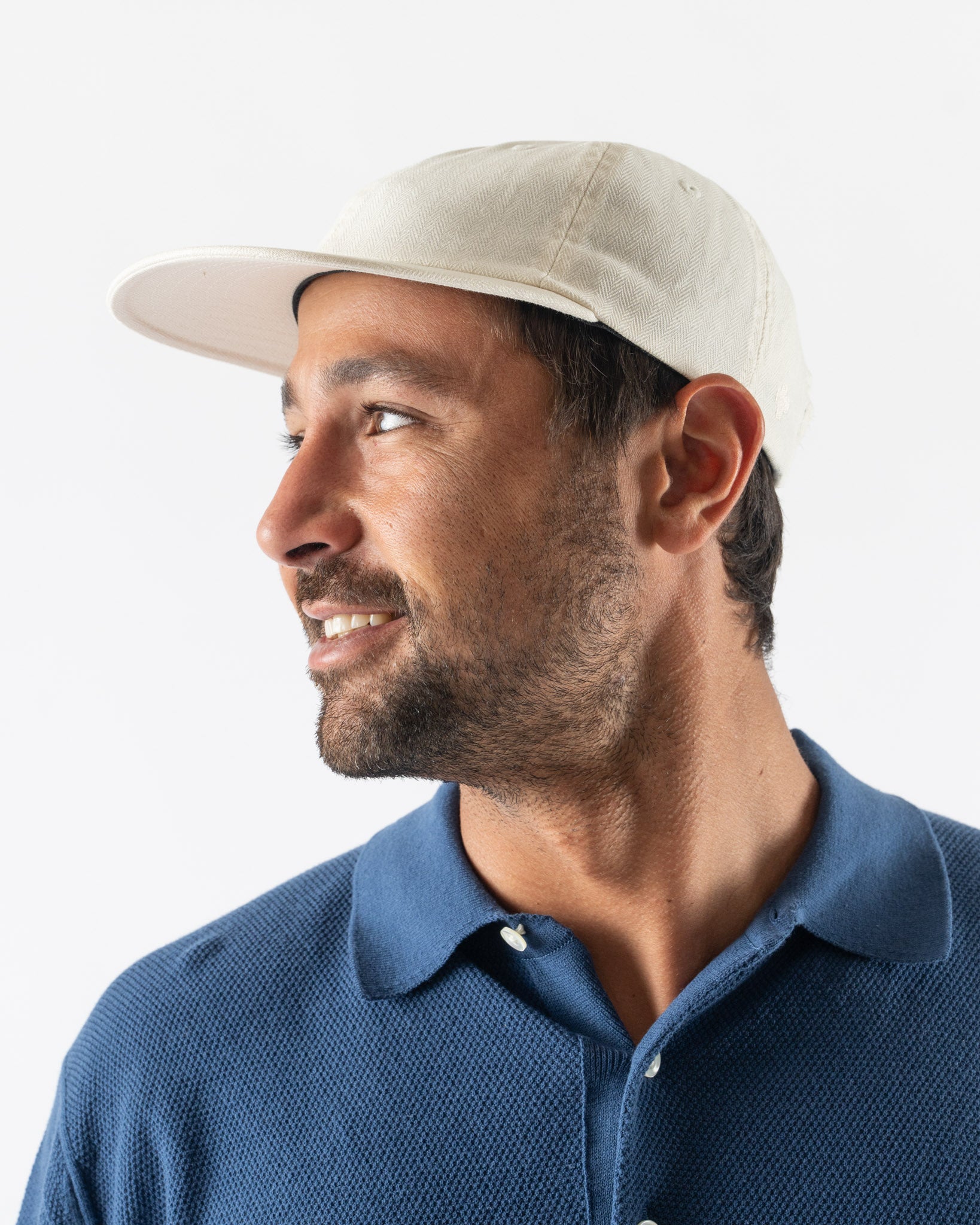 Beams Plus 6 Panel Herringbone Hat in Ivory