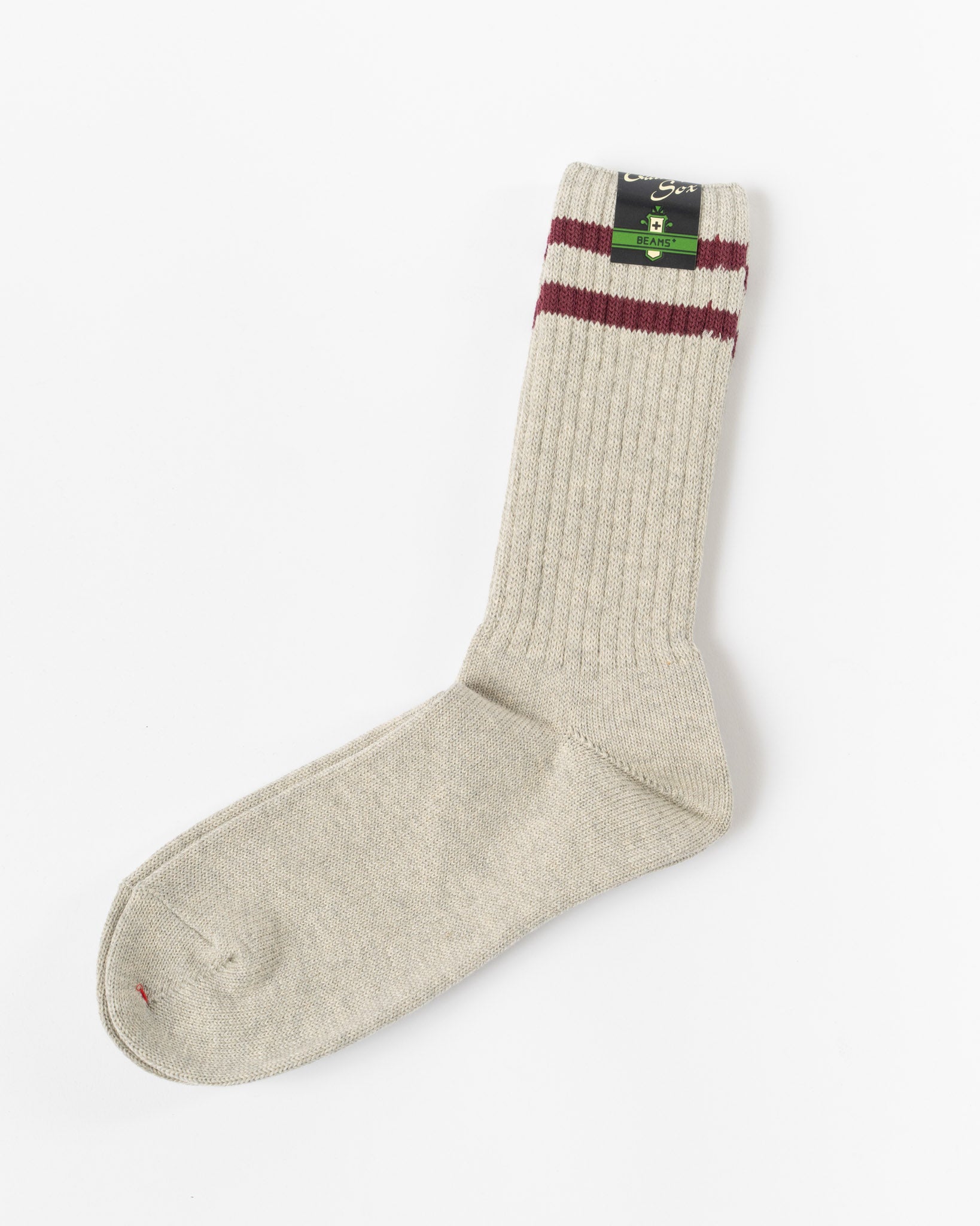 Beams Plus School Boy Socks in Gray/Burgundy