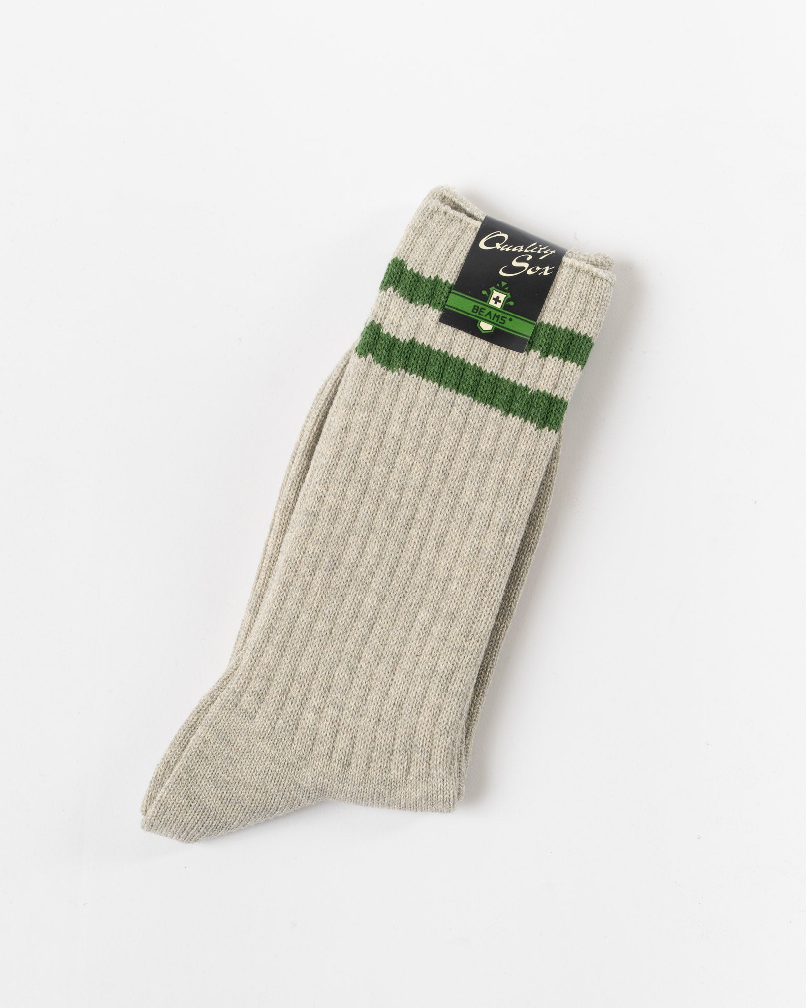 Beams Plus School Boy Socks in Gray/Green