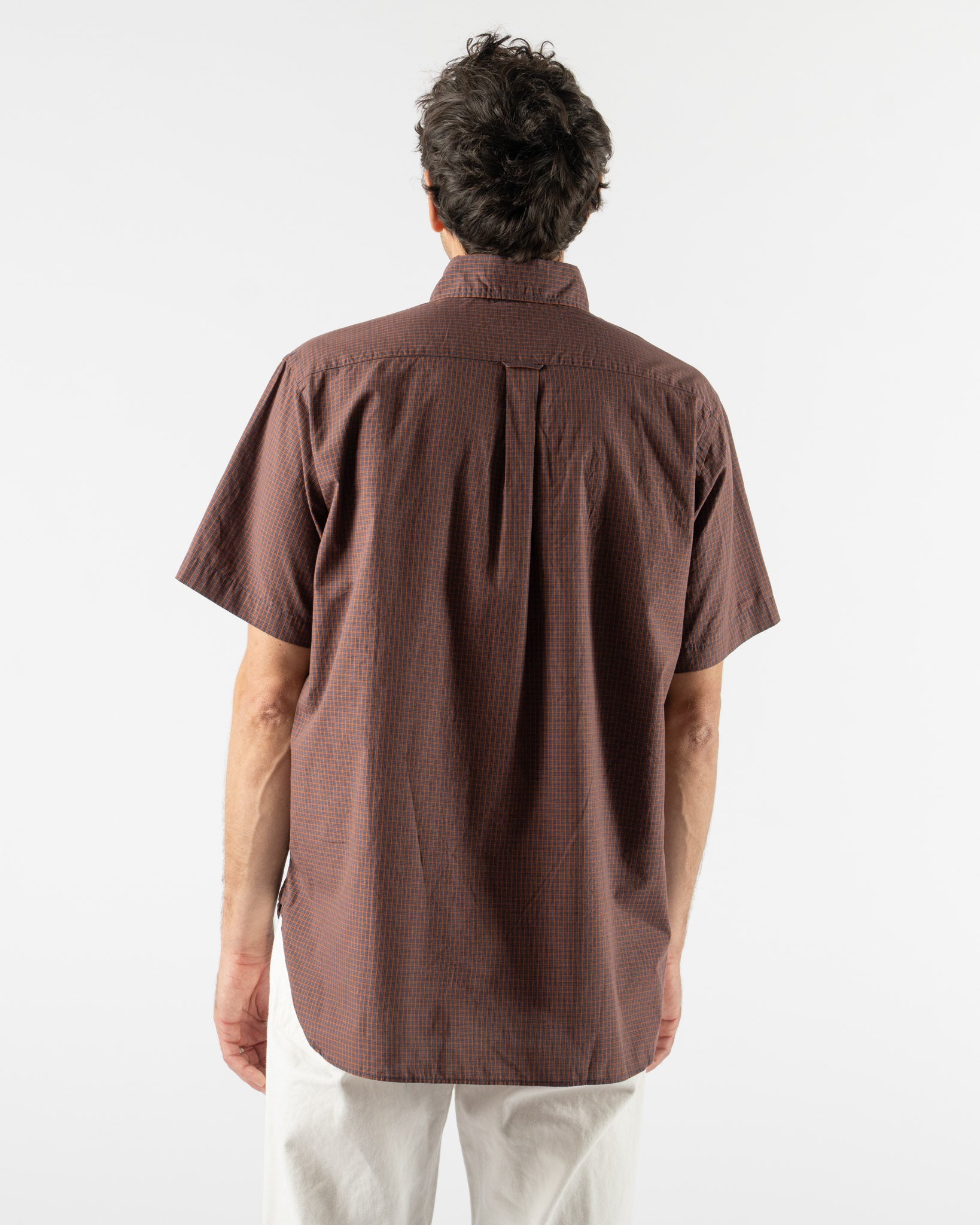 Beams Plus B.D. Classic Fit Mini Plaid Shirt in Red