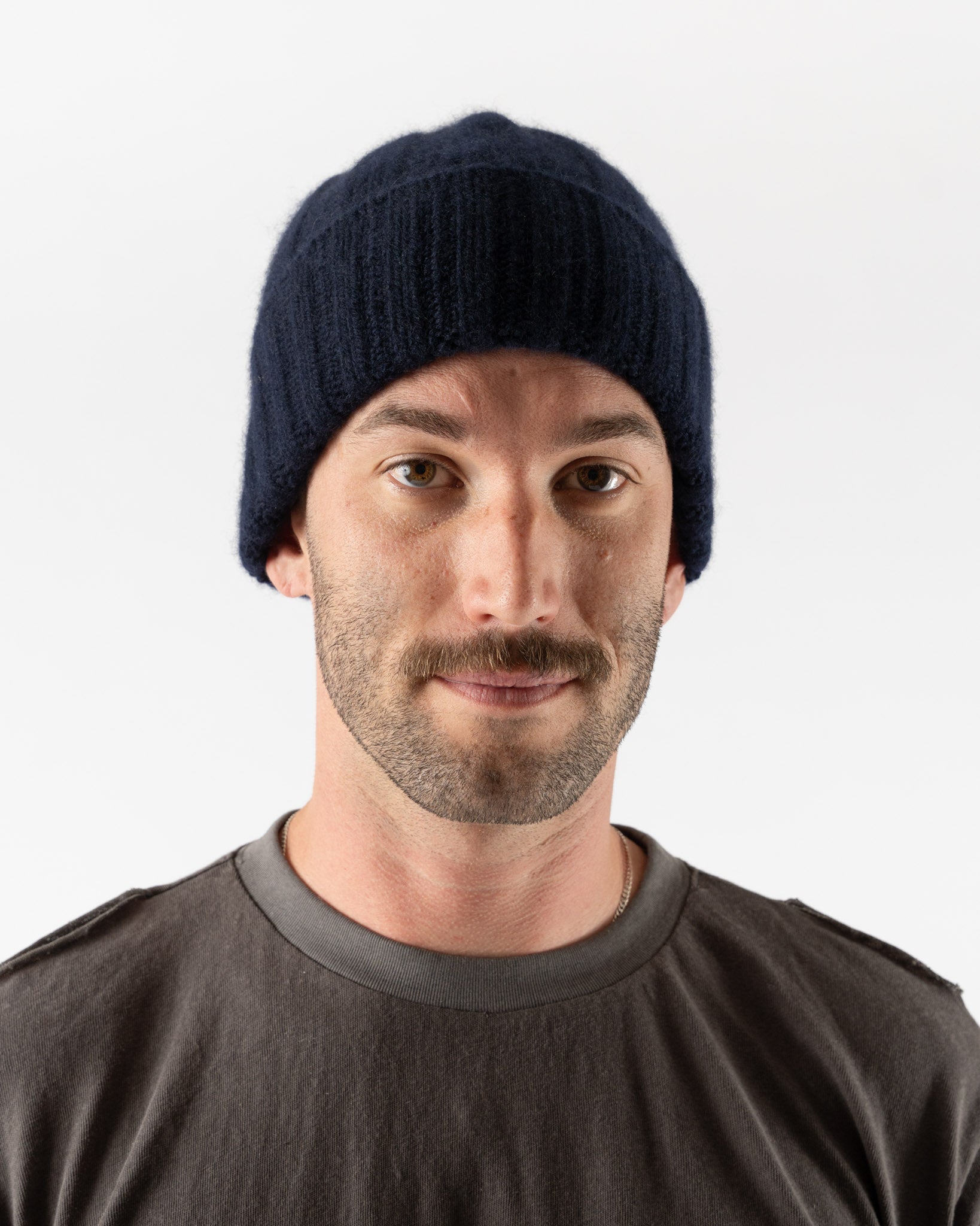 Beams Plus Cashmere Rib Watch Cap in Navy