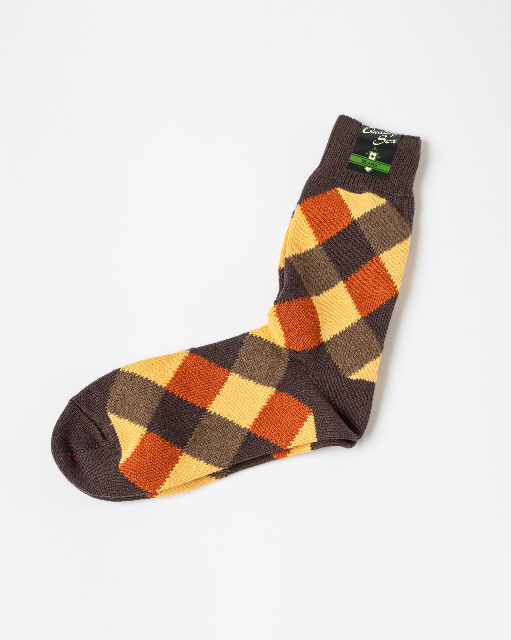 Beams Plus Diamond Socks in Brown