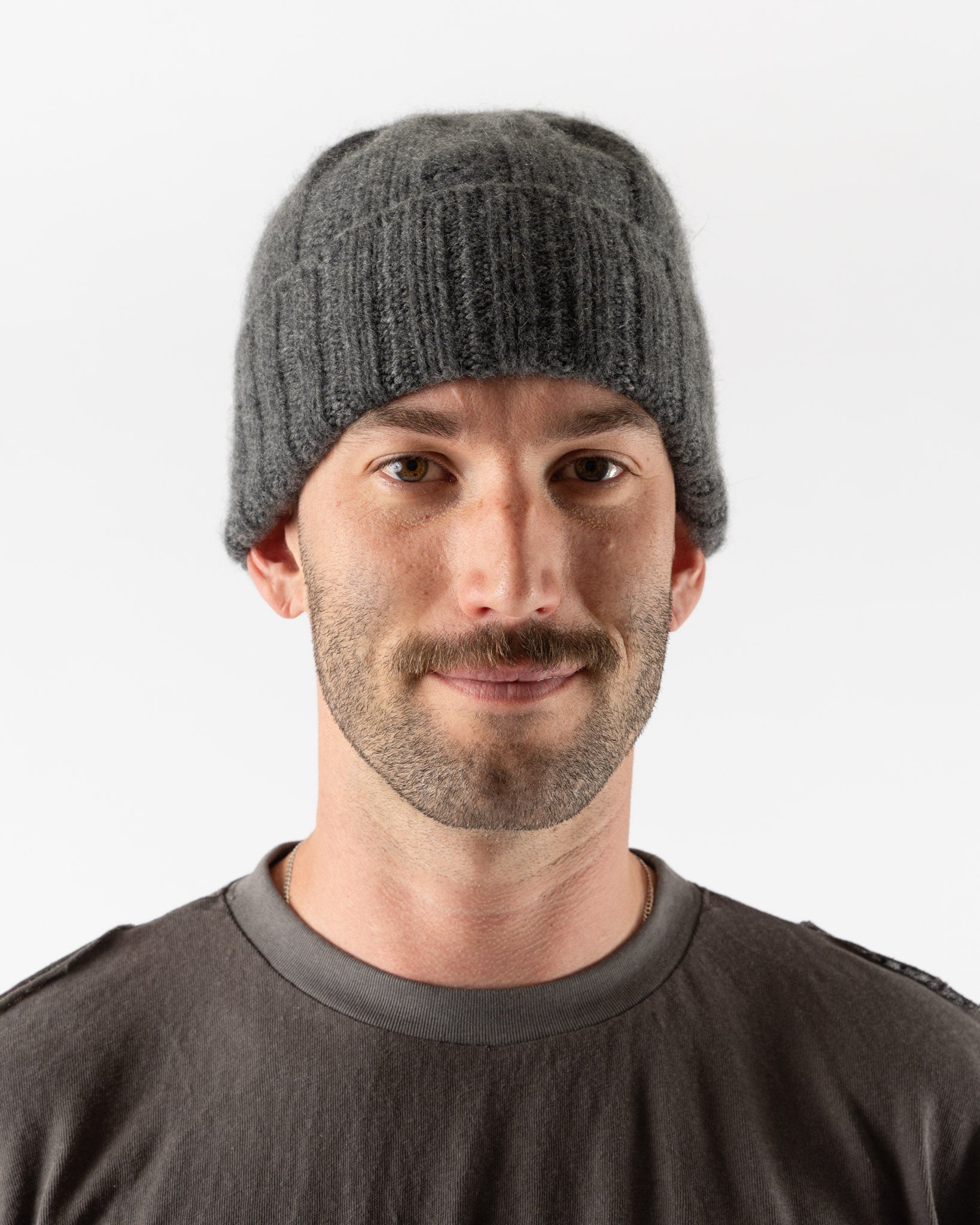 Beams Plus Cashmere Rib Watch Cap in Charcoal