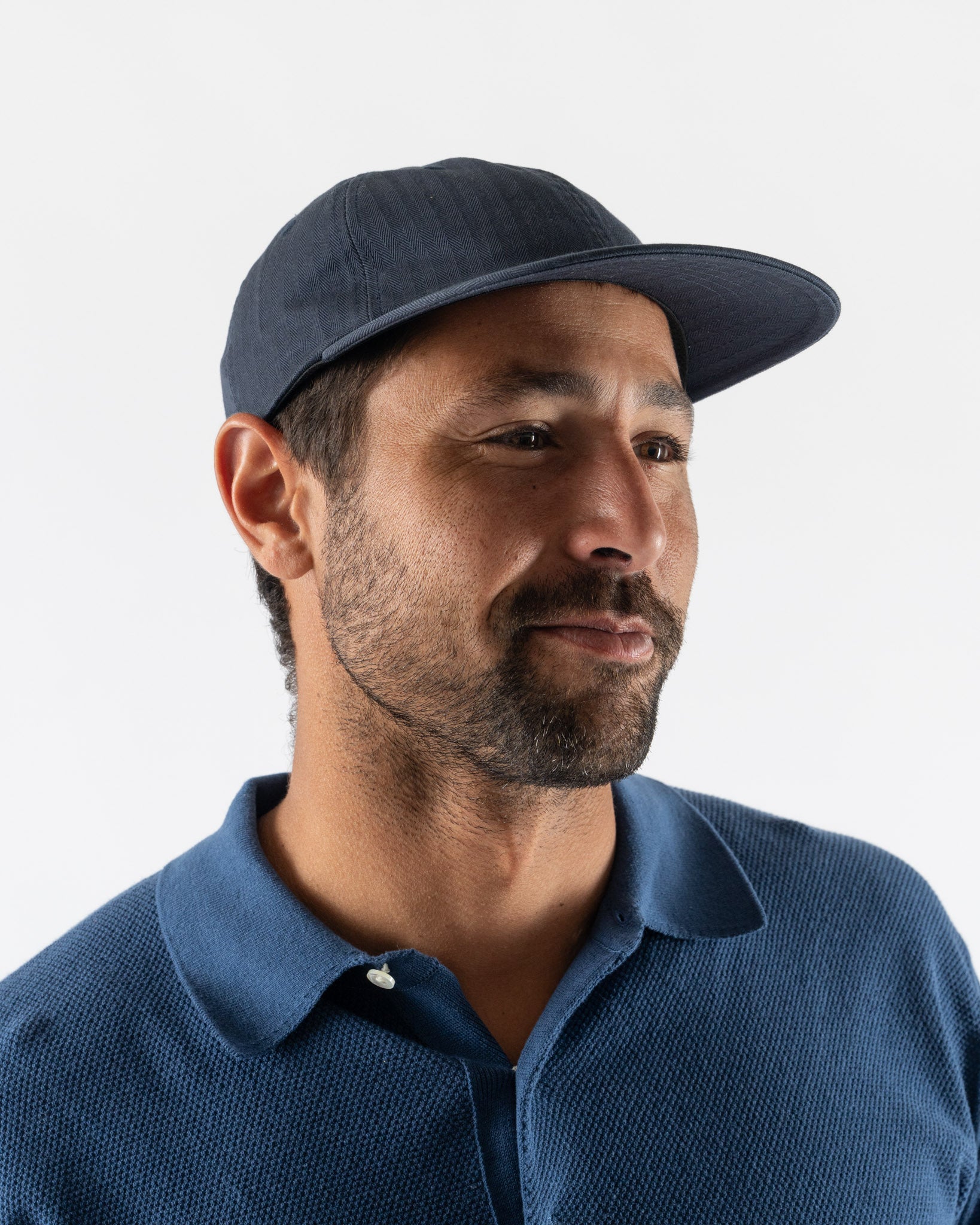 Beams Plus 6 Panel Herringbone Hat in Navy