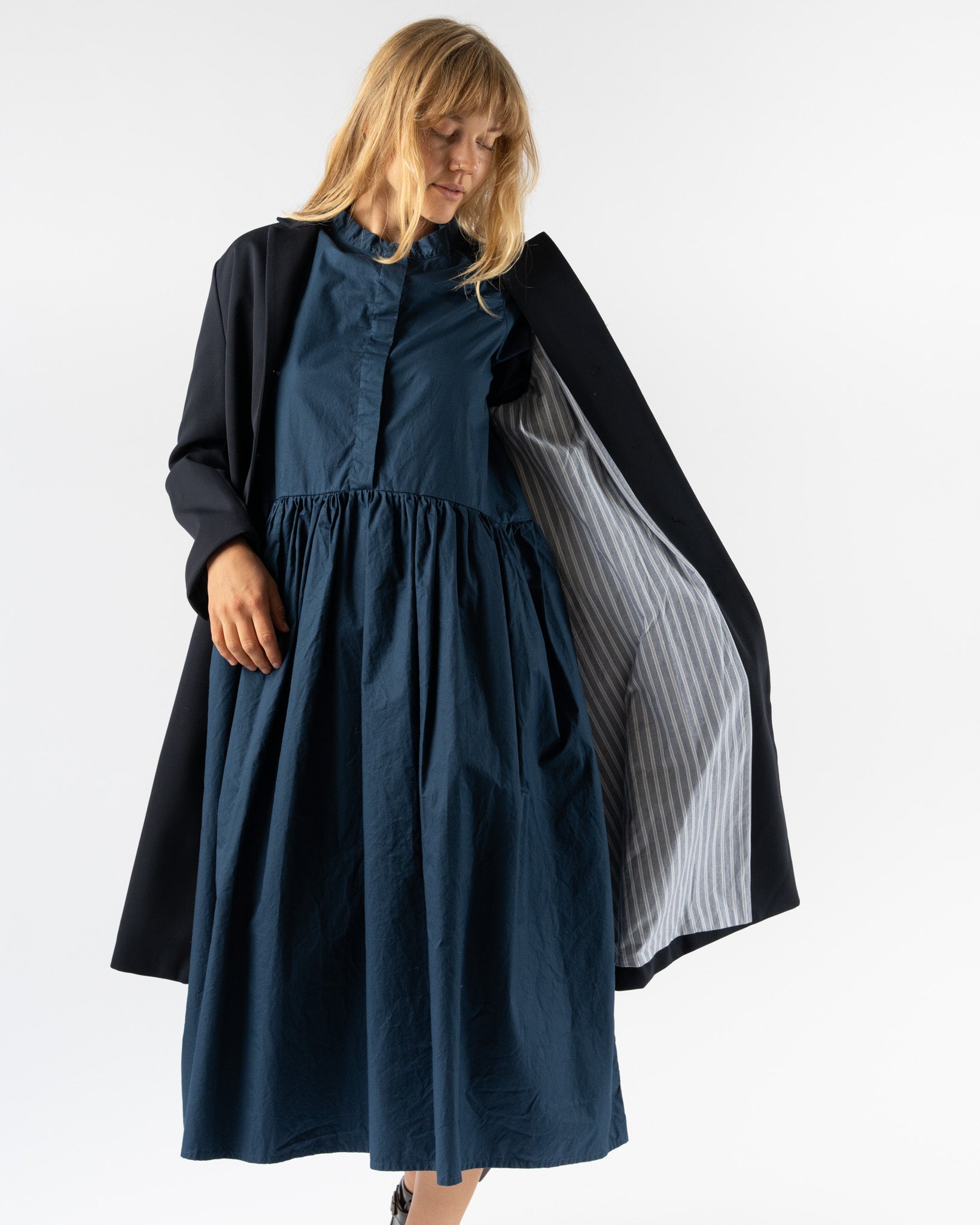 Bergfabel farmer coat 48 チェスターコート Bergfabel Farmer Coat in Navy Curated at Jake and Jones