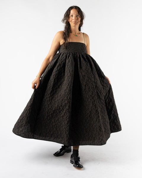 Cecilie Bahnsen Beth Dress Windrose Matelassé Brown Curated at