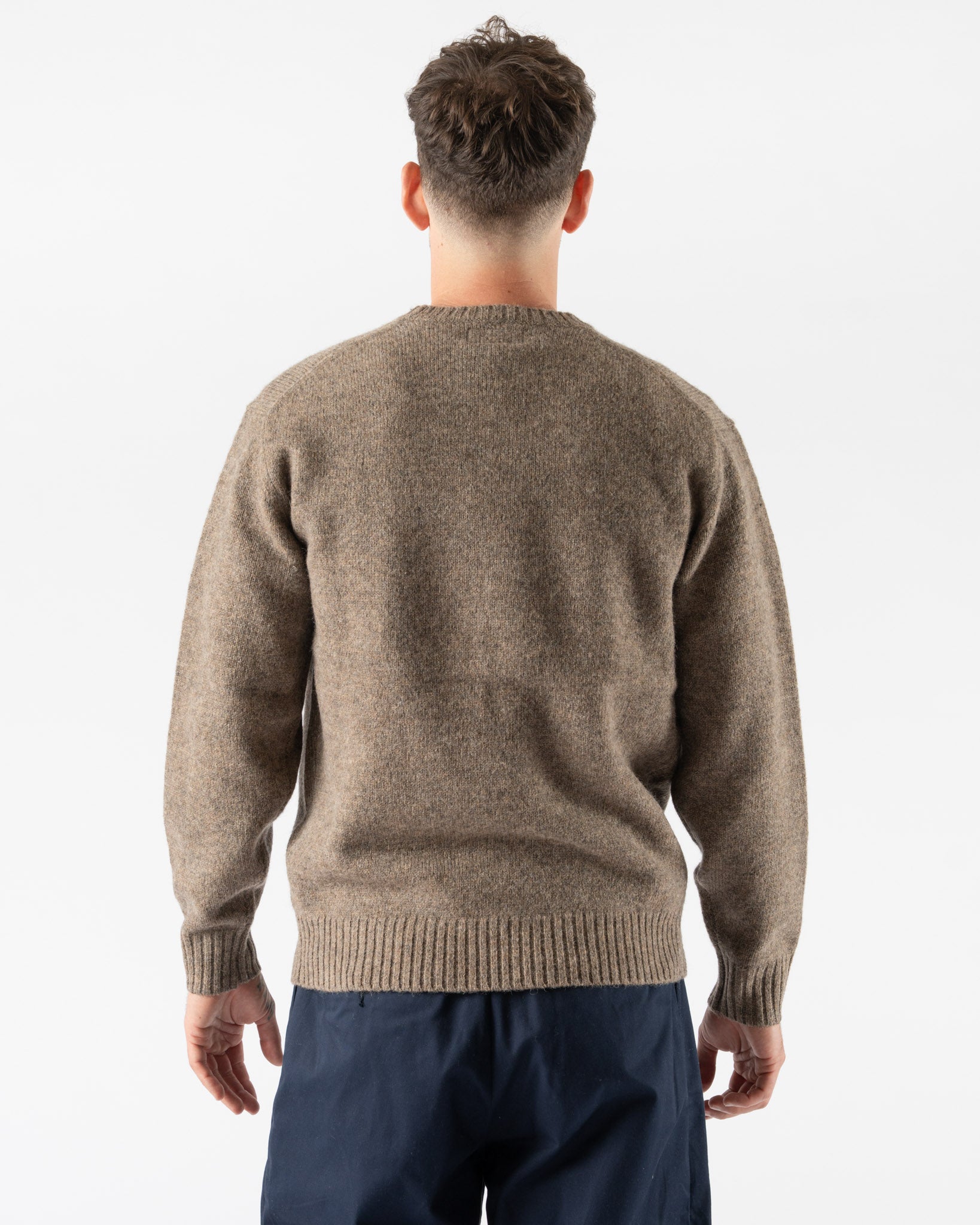 Beams Plus Crew Intarsia Duck Pattern in Beige