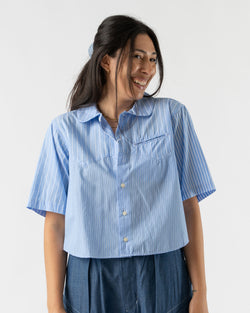 BLANK Crest Half Shirt in Blue Medium Pima Stripe