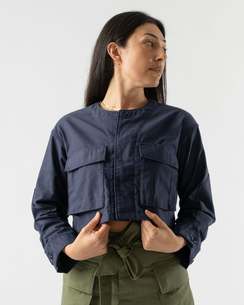 BLANK Cropped BDU Jacket in Navy Nyco Sateen