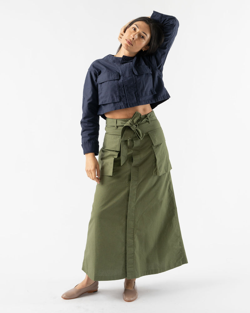 BLANK Cropped BDU Jacket in Navy Nyco Sateen