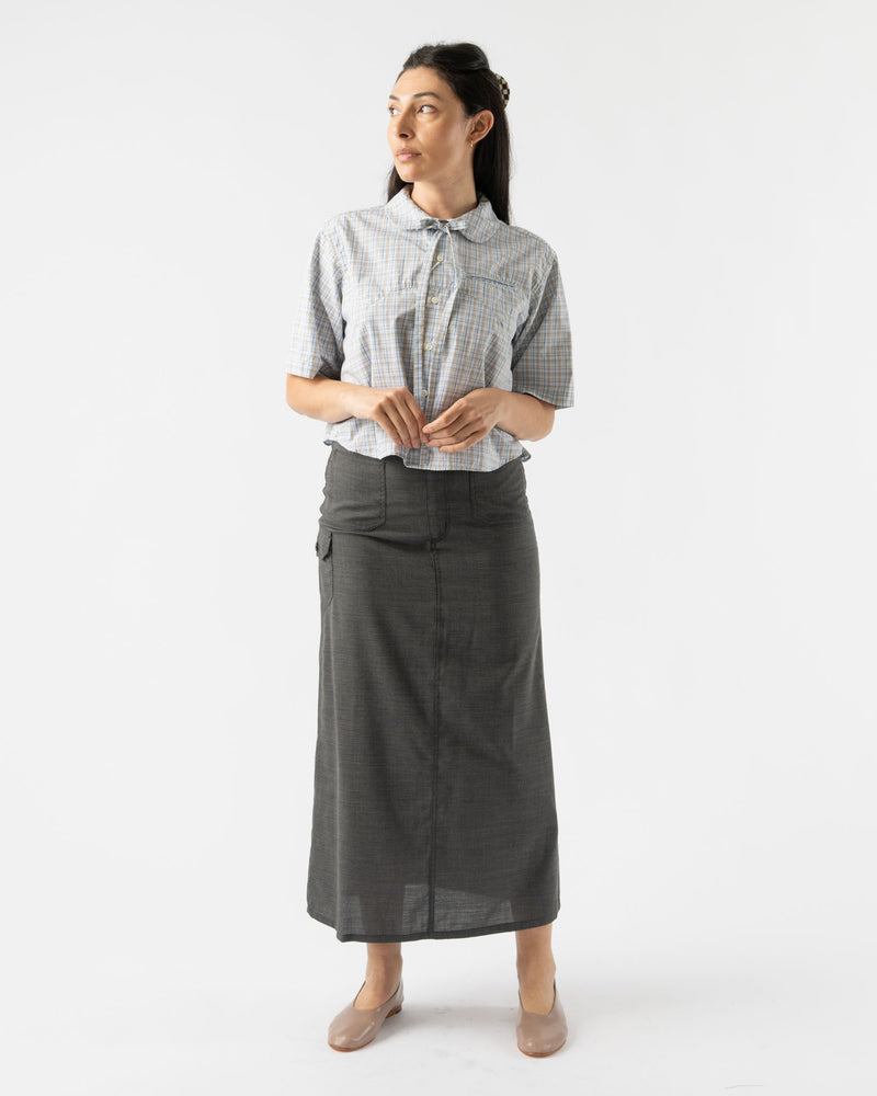BLANK Lace Up Skirt in Grey Tropical Wool