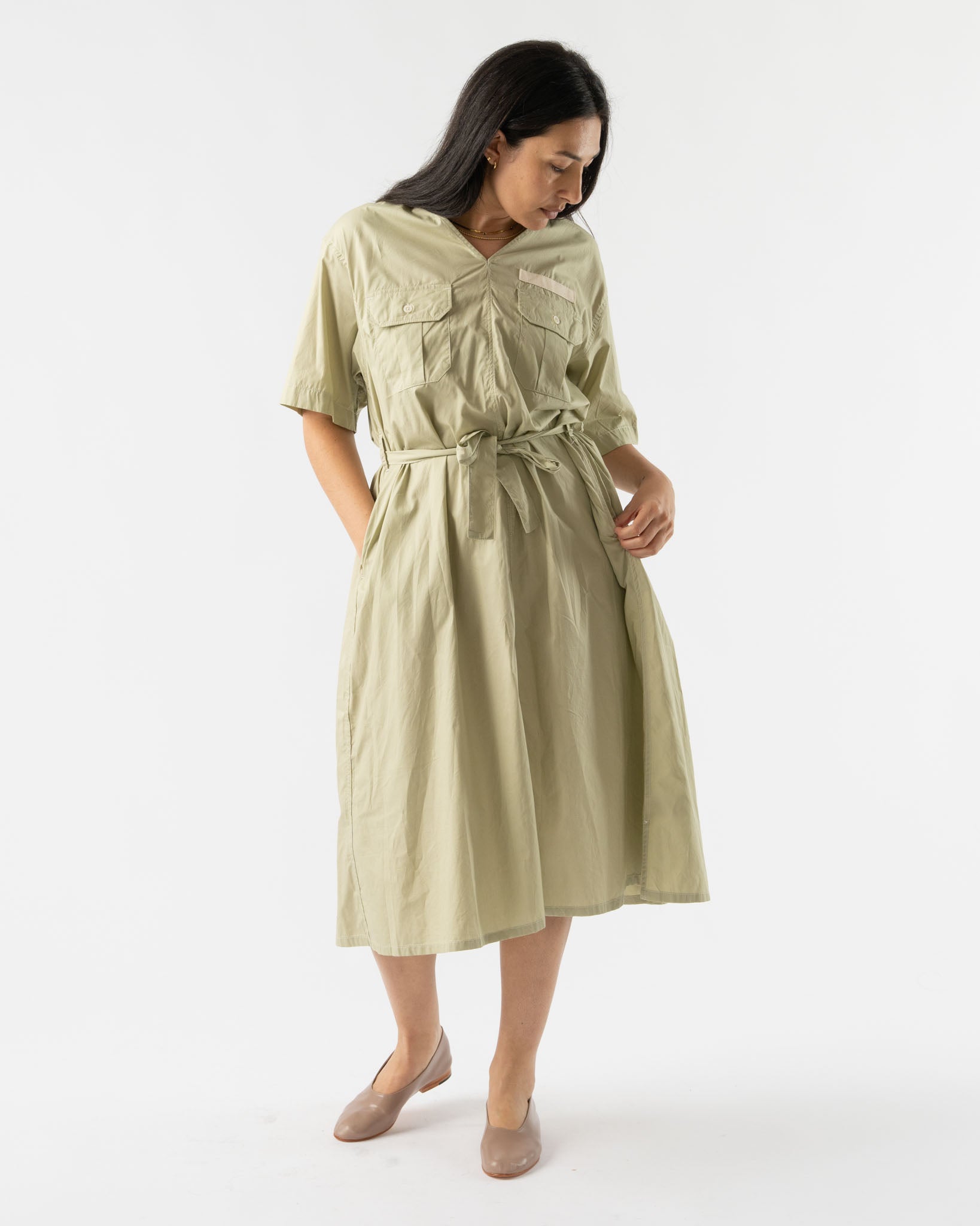BLANK YSM Popover Dress in Lime Superfine Poplin