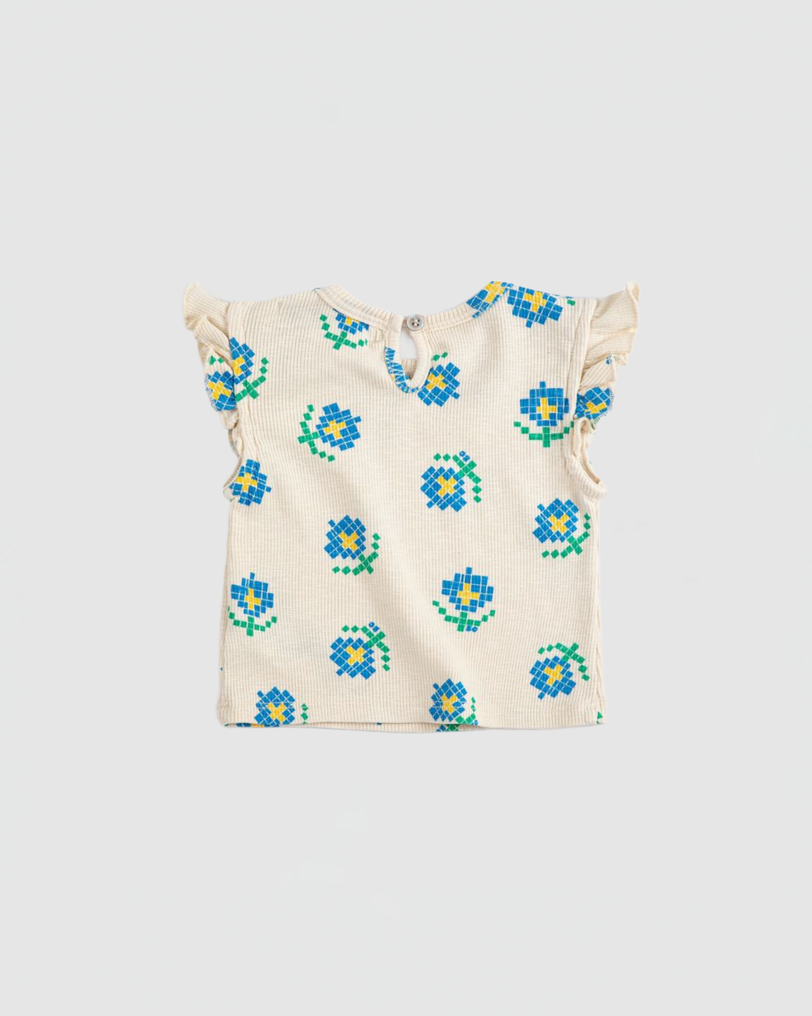 Bobo Choses Pixel Flowers All Over Ruffled Top