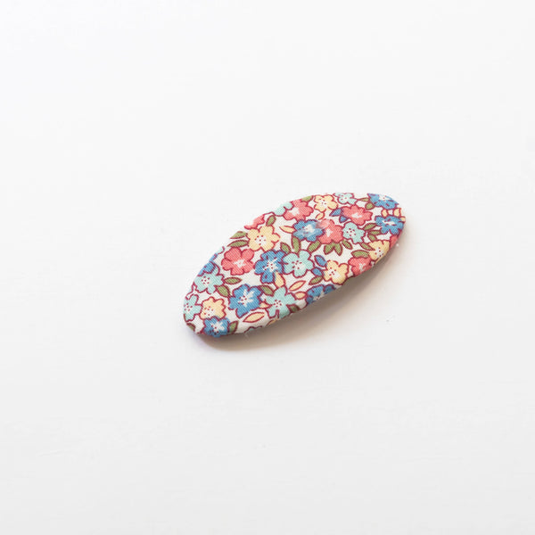 Tangle Shiny Stars - Oval Embroidered Floral Snap Hair Clips | Blue